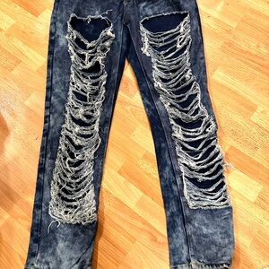 Distressed Blue Jeans